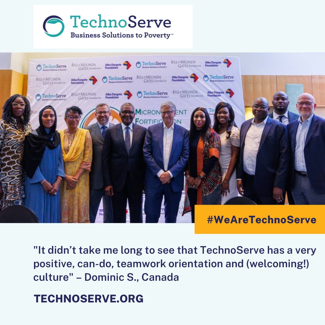 TechnoServe's tweet image. TechnoServe was named a “Top Performer” in employee engagement. Dominic, Global Director, loves our welcoming culture. Take the first step towards your dream job - apply today.
bit.ly/3Uw6g55

#TechnoServe #WeAreTechnoServe #Careers #Jobs #InternationalDevelopment