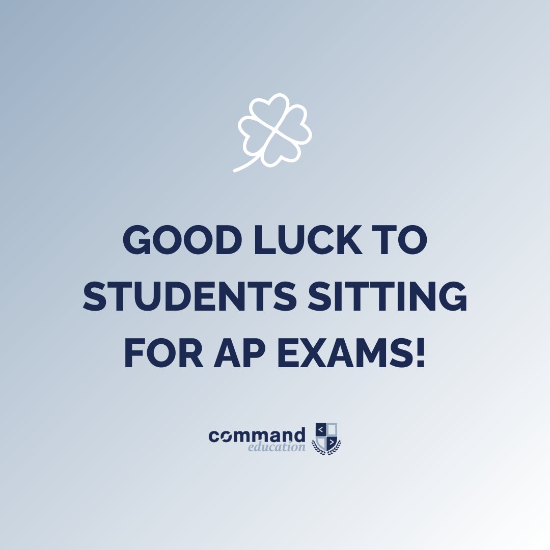 Best of luck to those students sitting for AP exams starting tomorrow!  Be sure to get a good night's sleep before each exam and take deep breaths. You've got this! 

#APExams #GoodLuck #YouveGotThis #TestPrep #StudyHard #CollegeBound #ExamSeason #APPrep #StudentLife