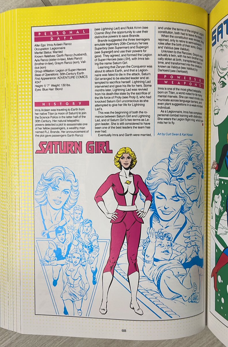 A good Sunday morning, afternoon, evening everyone! Today’s Who’s Who entry is Imra Ardeen Ranzz, aka Saturn Girl! Always felt like she was the Legions mom. Artwork by the legendary Curt Swan and Karl Kesel… #WhosWho #LongLivetheLegion #LegionOfSuperHeroes #DCcomics #comics