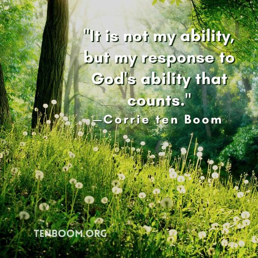 Happy Sunday!
'It is not my ability, but my response to God's ability that counts.'
—Corrie ten Boom
'Serve the Lord with gladness: come before His presence with singing.'
—Psalm 100:2
#HolocaustSurvivor #ServeTheLord #SeekHimFirst #TheHidingPlace #Psalm32v7 #BookToMovie