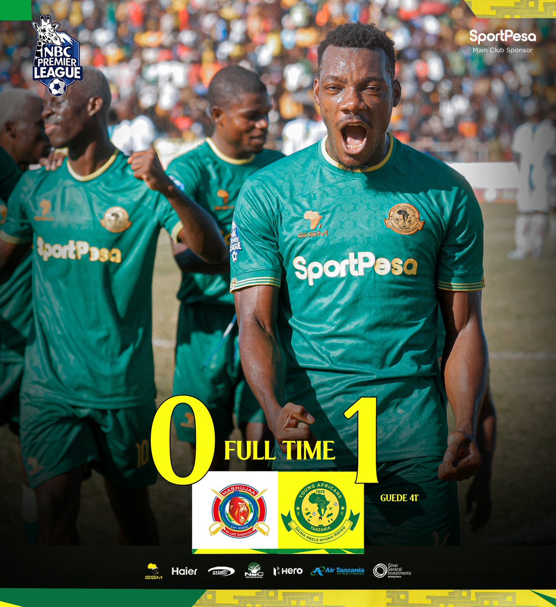 𝐅𝐔𝐋𝐋 𝐓𝐈𝐌𝐄⏱️| #NBCPremierLeague

Mashujaa FC 0-1 Young Africans SC

A hard-fought win at Lake Tanganyika.

#TheClubAboveAll
#DaimaMbeleNyumaMwiko