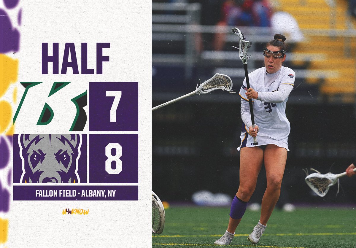 HALF The Great Danes are fighting valiantly in this stormy America East Championship Game! Grace McCauley is leading the team in goals with 3 and is followed by Megan Dineen with 2! #UAUKNOW // #AEWLAX