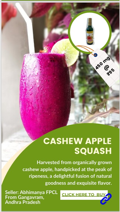 Summer cooler

A blend of natural goodness & refreshing flavour. Made from high-quality cashews & apples, this squash makes the scorching summer enjoyable.

Buy straight from FPO farmers at👇

mystore.in/en/product/cas…

🍹

#VocalForLocal #healthyhabit #healthychoices #tastyrecipes