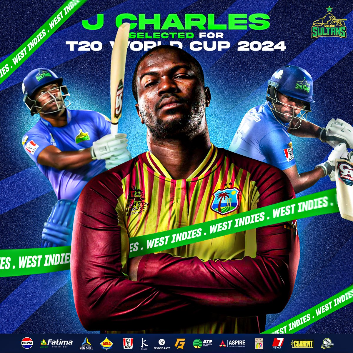 BIG HITS HEADING TO THE BIG TOURNAMENT! 💥 Sultan Johnson Charles has been named in the West Indies’ T20 World Cup squad! 🤩 #SultanSupremacy | #T20WorldCup