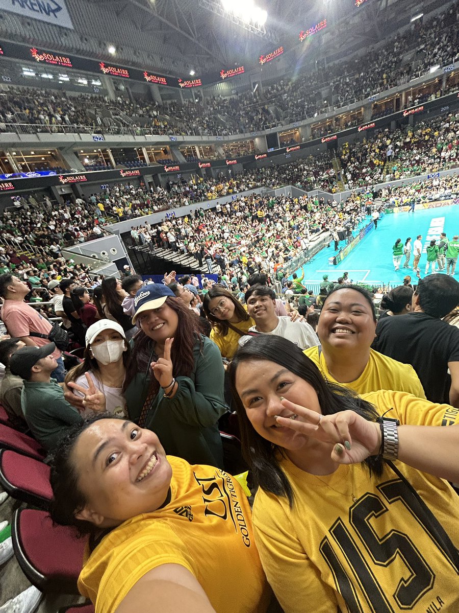 Part of the 19,505 crowd tonight!!! #GoUSTe @USTWnGVT finals bound after 5 years!! 🐯💛 #UAAPSeason86 #UAAPFinalFour #UAAPVolleyball