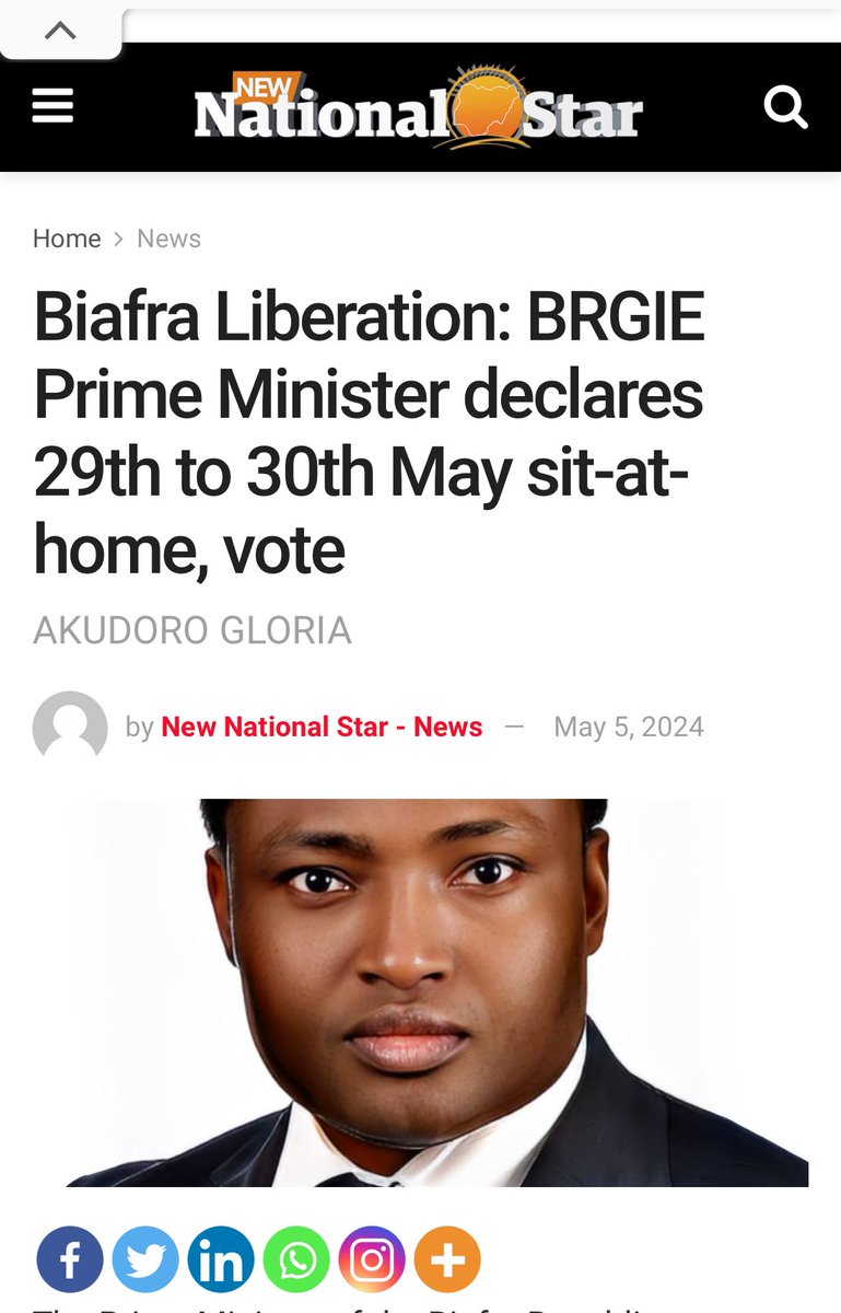 Biafra Liberation: BRGIE Prime Minister declares 29th to 30th May sit-at-home, vote newnationalstar.com/biafra-liberat…