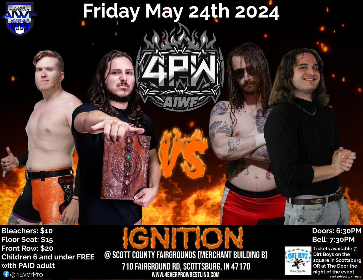 May 24th! @DC_Wrestles / @GastonLarue represent the Tragedy Boiz as they debut for 4PW against “The Gruesome Twosome” Johnny Sisco and Creed Costello!

#EmbraceTragedy🤙🏻🔥 #WeAreInevitable🧡 #Bythebook📖💜 #NotACult