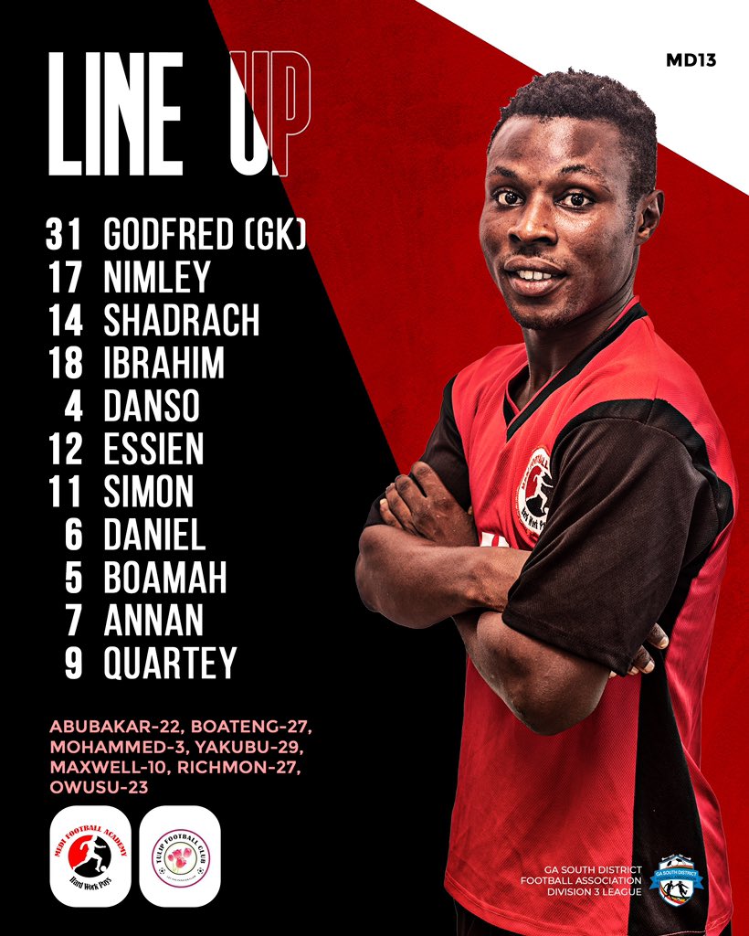 Our able men to face Tulip Fc… ⚽️🔴⚪️⚫️ D3

. 
#medifootballacademy #BringBackTheLove #football #ghana #youngtalent #gbawe #prideofgbawe #madeingbawe #matchday #african #league