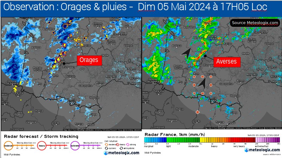 Les orages sont bien au rendez vous depuis 15h00 loc.
De la #NouvelleAquitaine à la #Bourgogne #FrancheComté
Source @meteologix @Yann_amice
