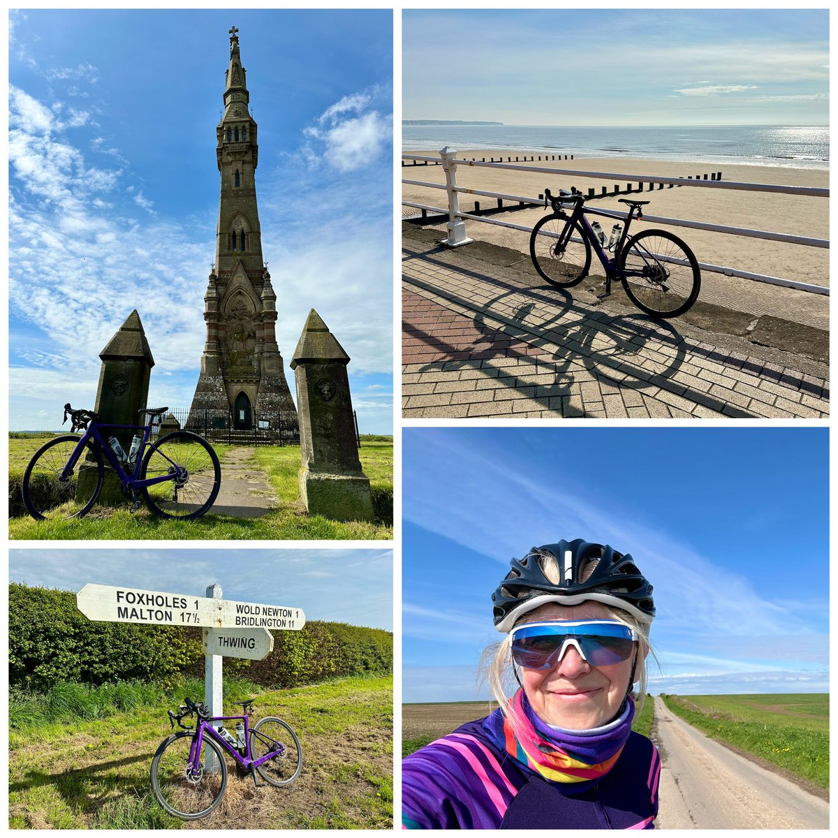 Photo dump from today’s ride … got to love a good Yorkshire place name #Thwing 🚴‍♀️