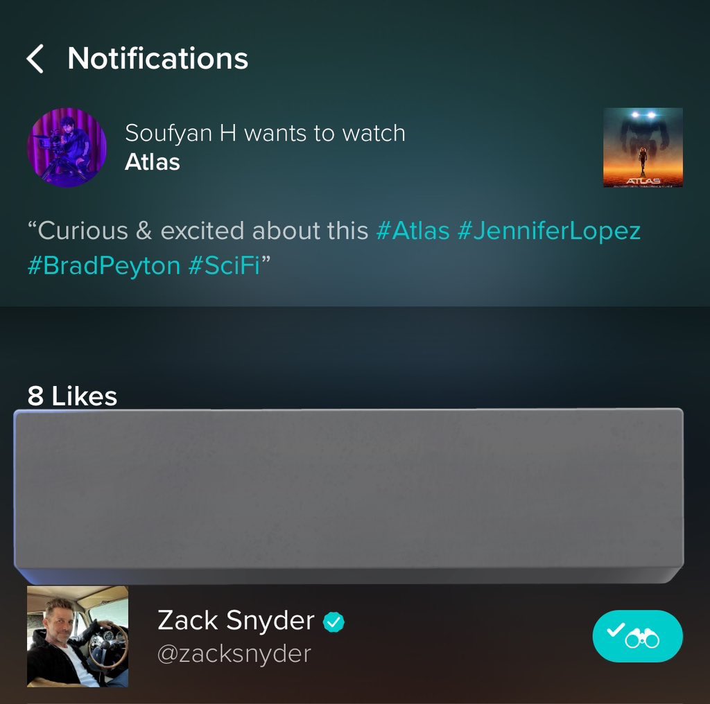 Looks like a certain A-list director is excited for ATLAS too. Zack really is a JLo fan 😜🔥🔥 #ZackSnyder #Atlas #JenniferLopez