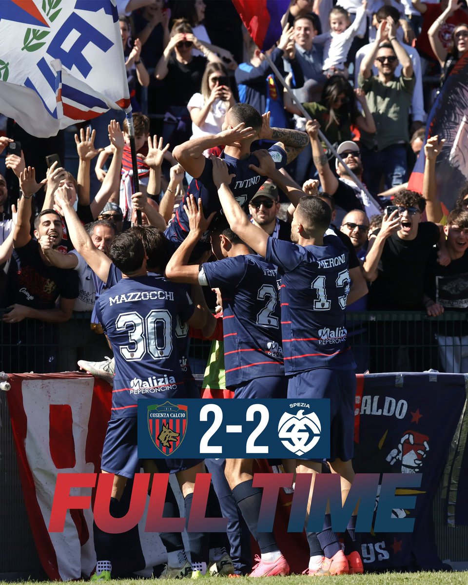 Ci congediamo dal Marulla - davanti a oltre 11mila cuori rossoblù - con il sesto risultato utile di questo finale di stagione ❤️💙 Tutino fa doppietta e sale a quota 19 💪🏻👏🏻 Venerdì ultima di campionato a Como. #ForzaLupi #COSSPE