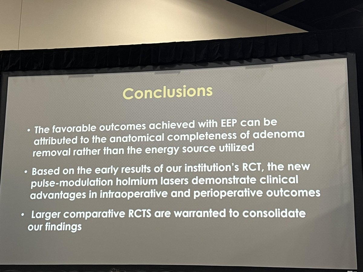 Data from TFL vs Moses 2.0 RCT by @hazemelmansy1 Early results show TFL had higher bleeding complications and lower ambulatory-case success rate Need more trials to work out nuance between these energy sources #AUA24
