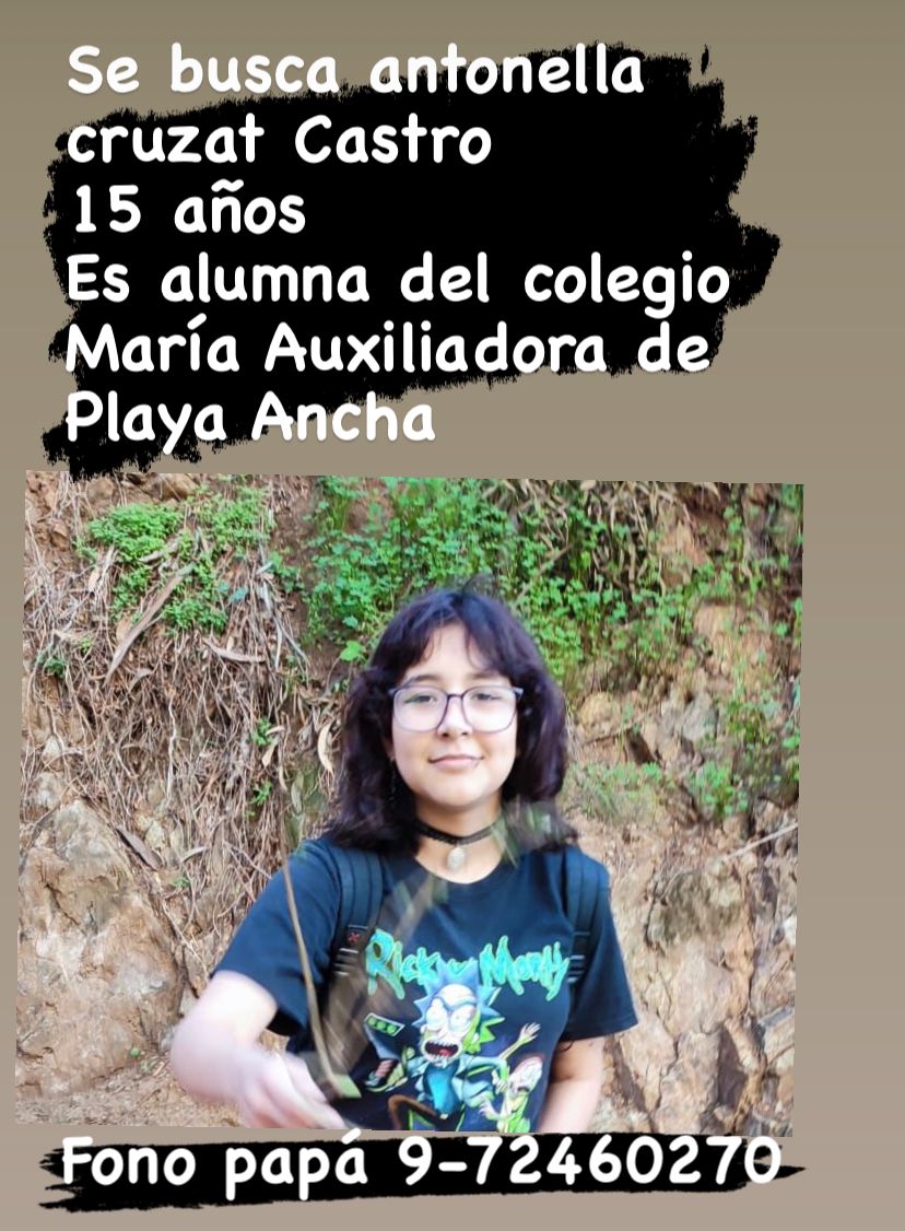 NoticiasValpoEx's tweet image. #VALPARAÍSO #DIFUNDIR
Antonella se encuentra desaparecida desde ayer, cualquier  información pueden ponerse en contacto con el número celular, con el liceo o directamente con carabineros donde ya está la denuncia.