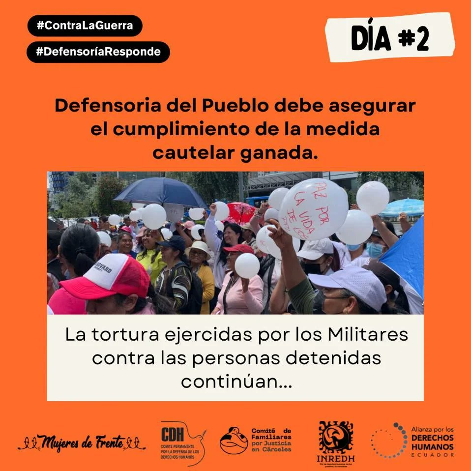 Nos mantendremos vigilantes del accionar del Estado, del SNAI y de la Defensoría del Pueblo. Exigimos que se pare la tortura contra las personas presas y sus familias. #ContraLaGuerra #ElEstadoEsResponsable #DefensoriaResponsable