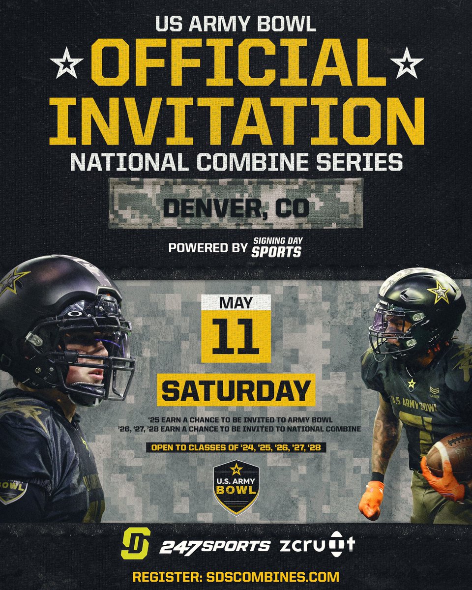 Couldn’t be more excited to be coming home this week with the US Army National Combine Series! We have an elite group of coaches ready to work with the best of the 303! Still time to get signed up! Message me for an invite @USArmyBowl @JeffHecklinski @MattSeiler_SDS @CSMITHSDSU