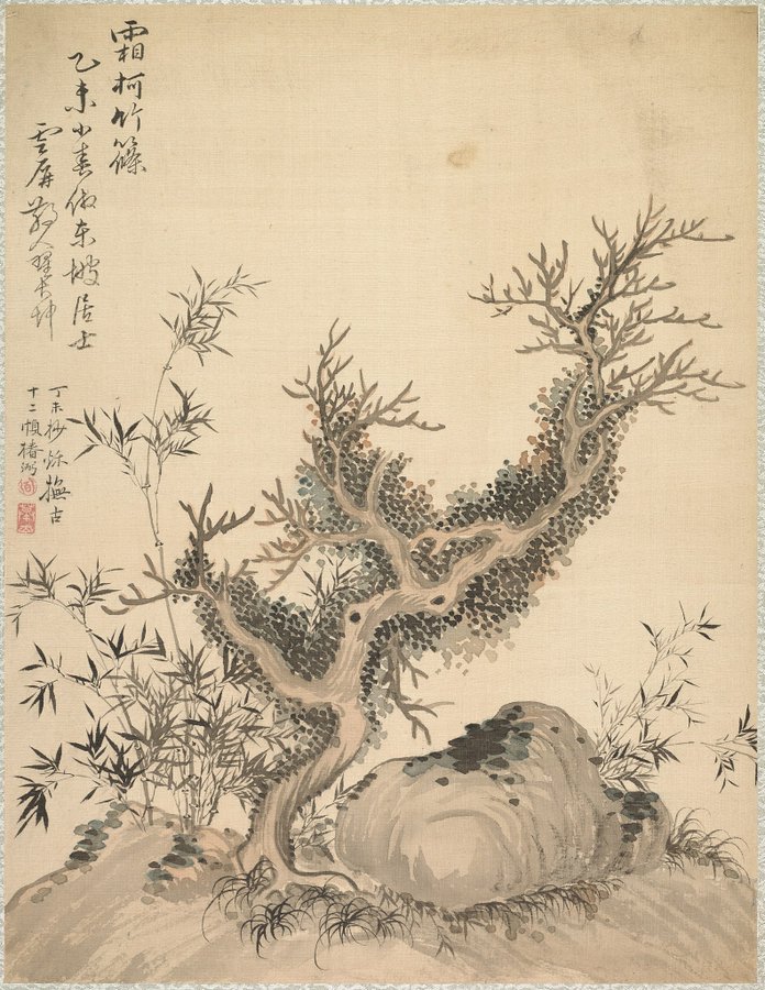 Frosted Branches and Dwarf Bamboo, by Tsubaki Chinzan, 1847 #bunjinga