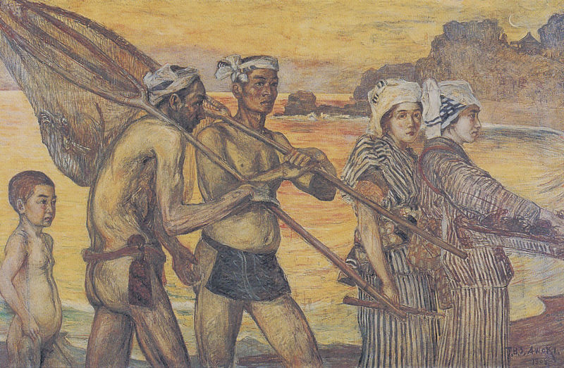 Fishermen Returning Home, by Aoki Shigeru, 1908 #oilpainting
