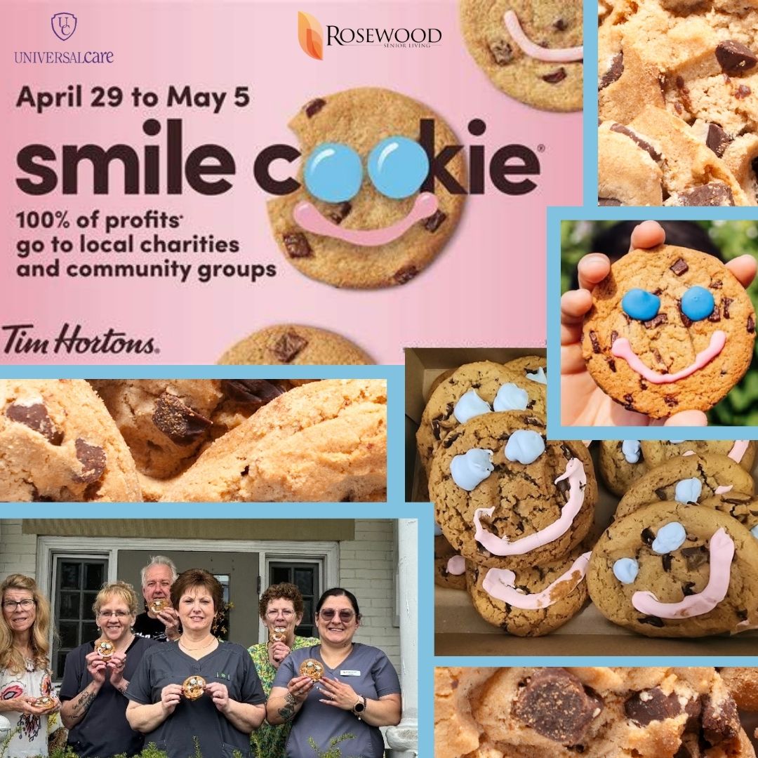 Rosewood Staff supported the Tim Hortons Smile Cookie Campaign.
All proceeds from the Smile Cookie Campaign will be donated to the Norfolk General Hospital to support a new Mammogram Machine.
#simcoeseniorlivingsimcoe#UniversalCare #Norfolkcounty #Simcoe #timhortons #smilecookies