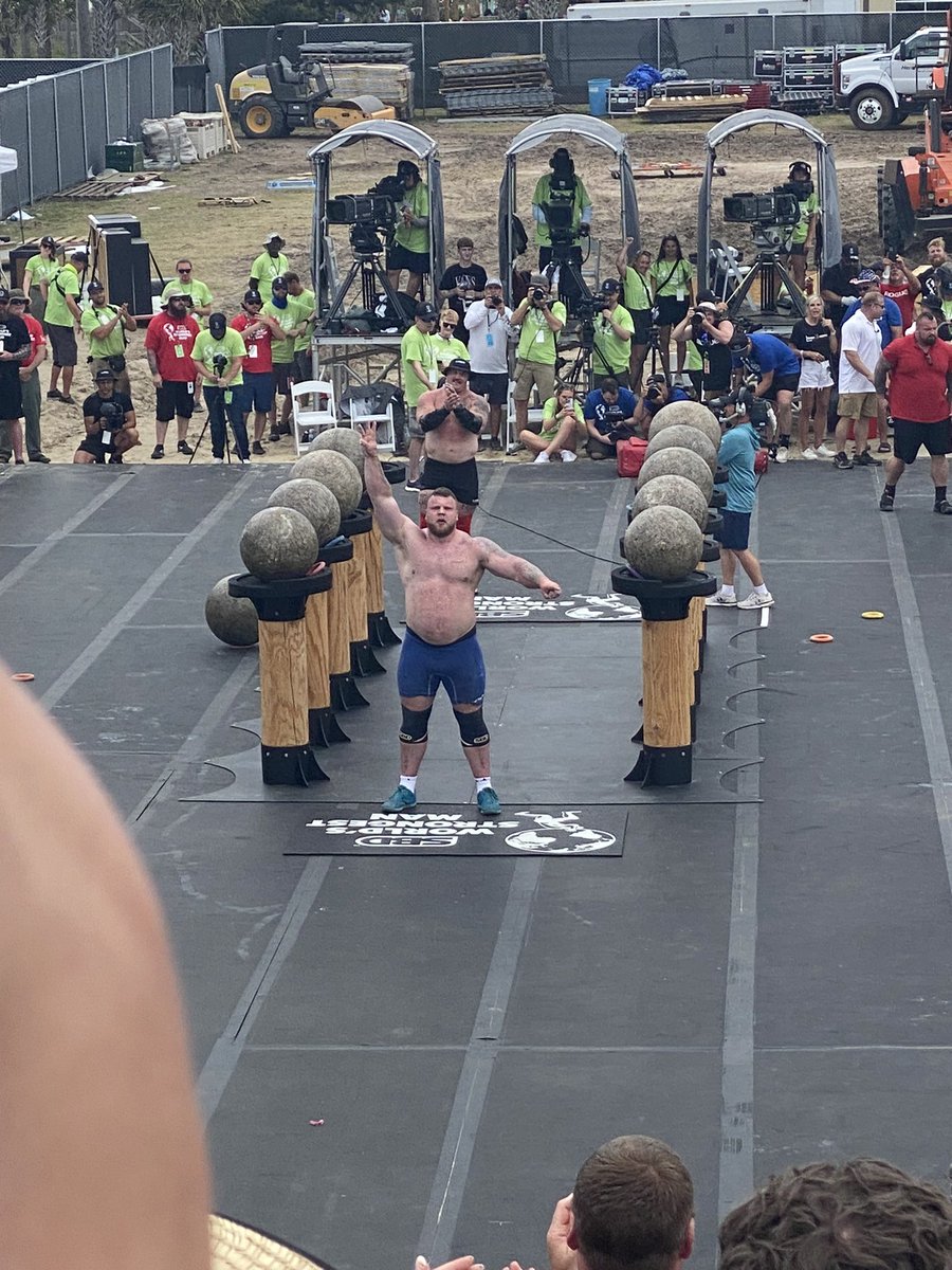 Stoltman only man to lift all 5 stones, in doing so becoming 3-time World’s Strongest Man. #WSM #WSM2024