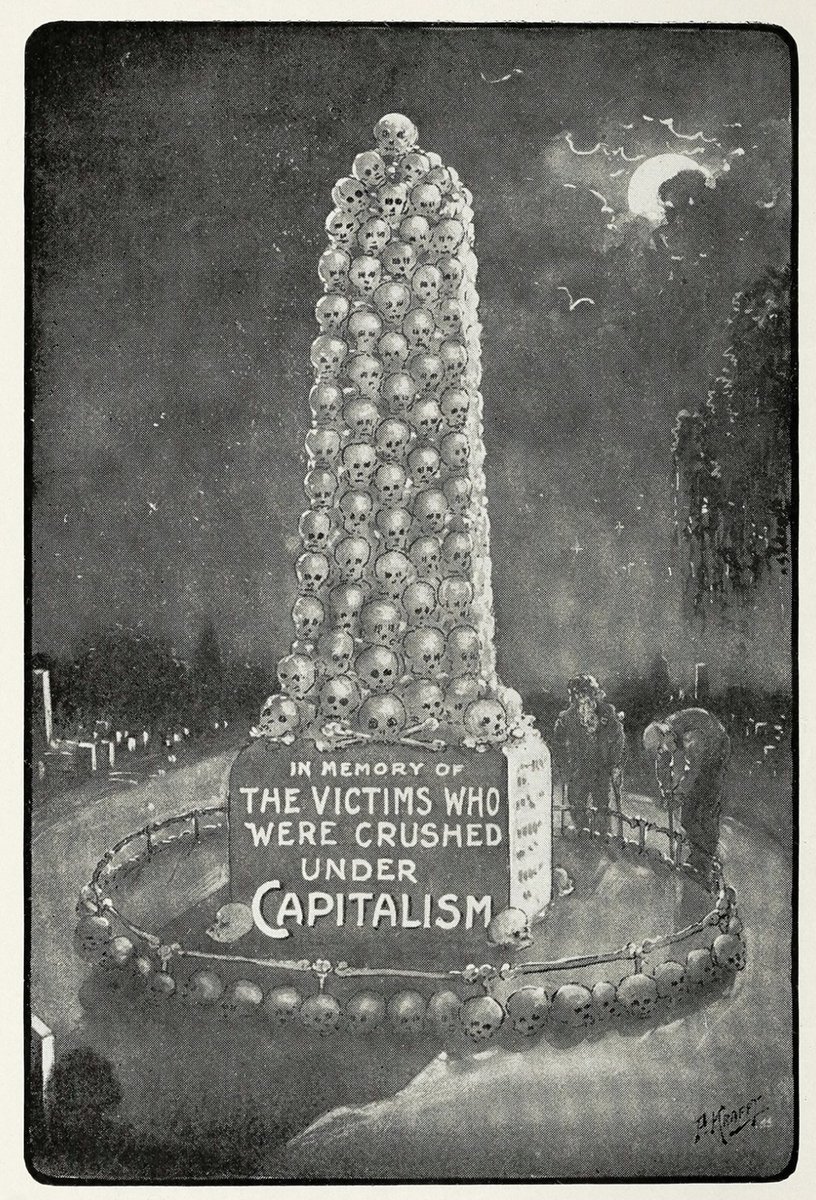 'In memory of the victims who were crushed under capitalism' — American illustration published in 'Capital and Labor', a 1907 book by William Schuler Harris calling for an end to capitalism. Artist: Paul Krafft.