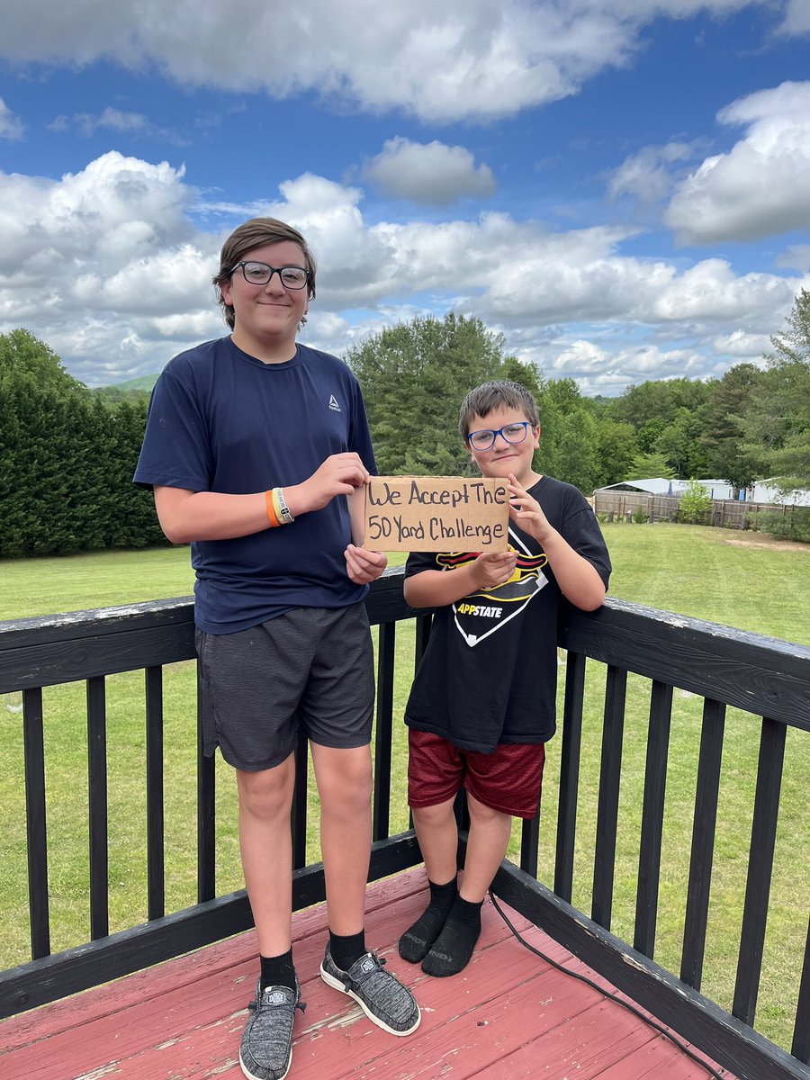 Please join me in welcoming Granite falls, NC very own Jayden & Jaxen to our family . Jayden & Jaxen have stepped up & accepted our 50 yard challenge .By embracing this challenge, they have shown us that they are committed to making a positive difference in their community.