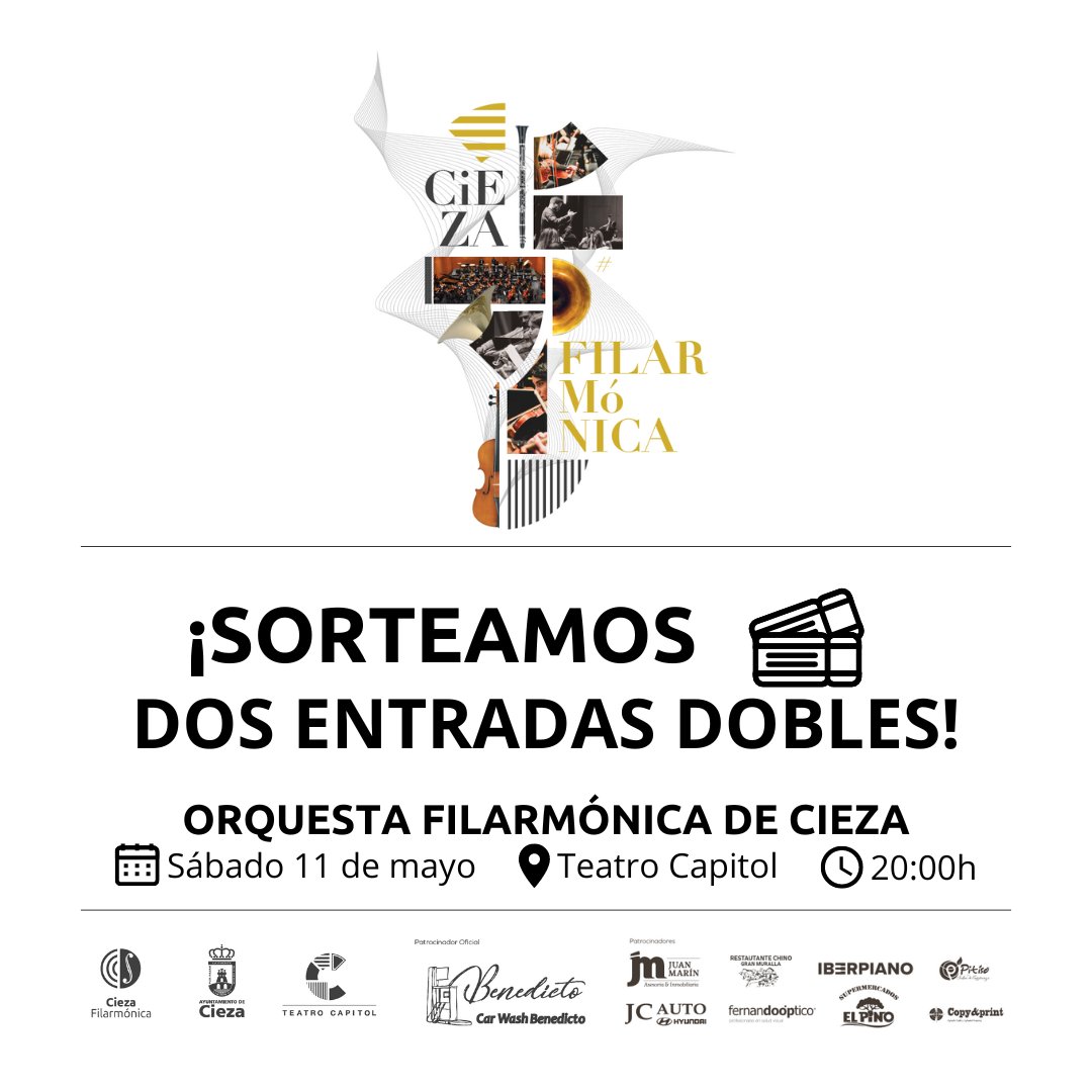 CiezaFilarmonic's tweet photo. ✨✨¡SORTEO!✨✨

Sorteamos dos entradas dobles para nuestro concierto de presentación 🎻🎺🎶 

Cómo conseguirlo👇🏻😎

🫶🏻 Seguir a nuestra cuenta @CiezaFilarmonic 
💚 Dar like y compartir
✨ Menciona a esa personas con las que irías😍

🍀Sorteo activo hasta el 10 de mayo. ¡SUERTE! https://t.co/MTbtA9qgGc