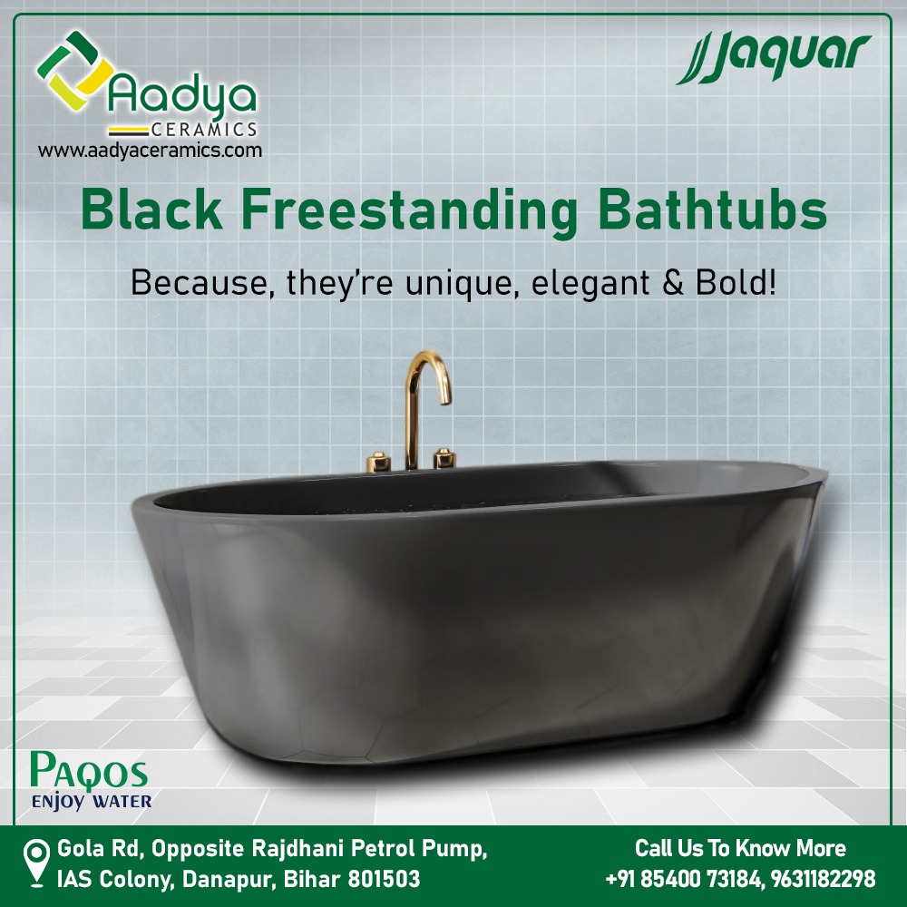 Embrace the elegance of a black freestanding bathtub 

Call us:-  8540073184, 9631182298
Visit us aadyaceramics.com 

#FuturisticDesign #ModernInnovation #signatureproducts #classicdesigns #Jaquar #BathroomBliss #PamperedSpaces #BathroomGoals #aadyaceramics #Patna #Bihar