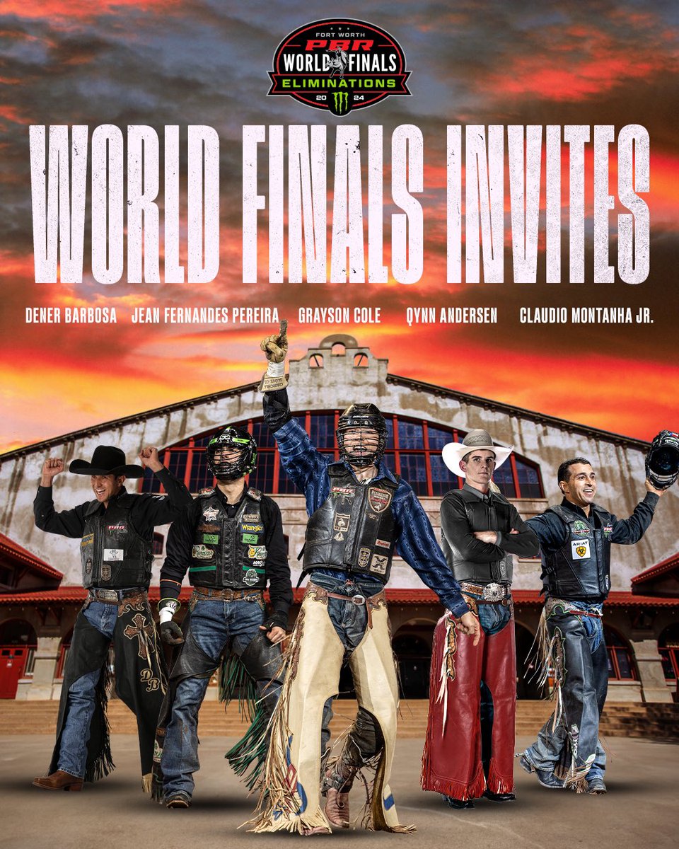 The final 5️⃣ riders via the 2024 @PBR @PendletonWhisky #VelocityTour Finals who will be at the 2024 @PBR World Finals: 🤠Dener Barbosa 🤠Jean Pereira 🤠Grayson Cole 🤠Qynn Andersen 🤠Claudio Montanha Jr.