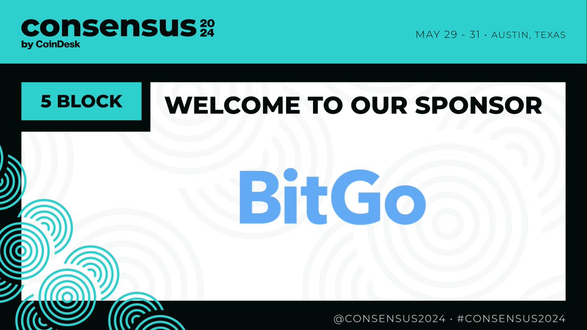 Thank you, @BitGo, for joining #Consensus2024 as a 5 Block Sponsor. 

Explore the agenda: consensus2024.coindesk.com/agenda/?term=o…