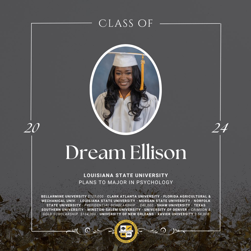 Congratulations Dream Ellison  💛🤍🐝🖤 on all your future endeavors!

Follow us daily for Senior Spotlights and more at drexelprep.com

#Since1915
#XUP
#SKDP
#Prep
#PreppedForLife