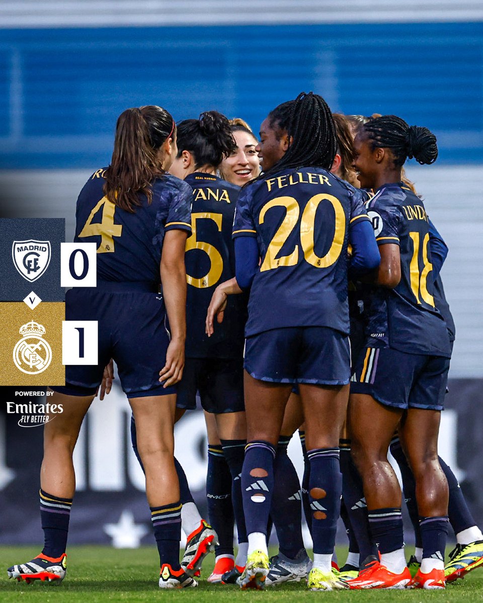 🏁 @MadridCFF 0-1 @RealMadridFem ⚽ 7' @claudiazornoza #LigaF | #Emirates