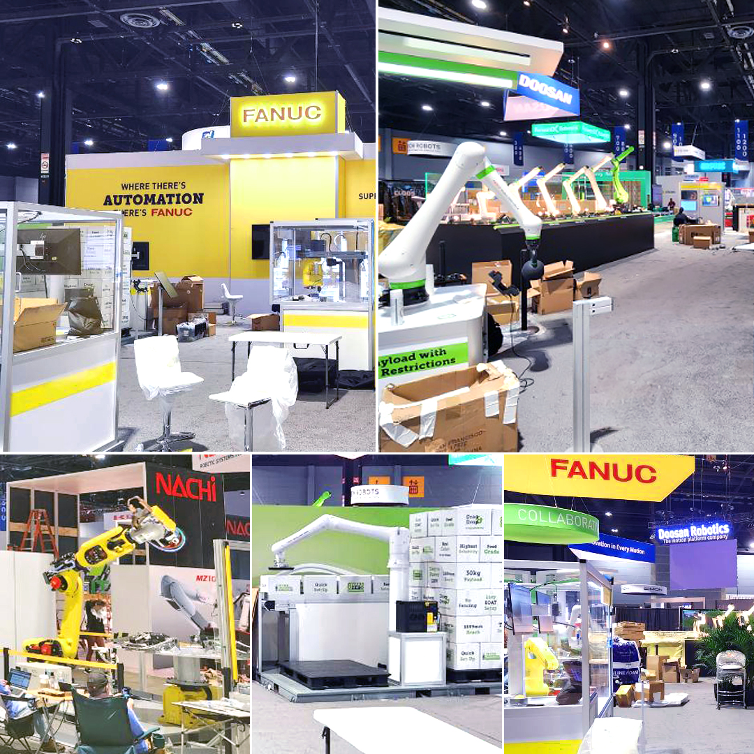 Who’s excited for @AutomateShow tomorrow?!🙋‍♂️🙋‍♀️ Our #FANUC team is hard at work putting the final touches on the booth showcasing our latest lineup of #automation #innovations.🤖 📍𝗕𝗼𝗼𝘁𝗵: 1250 📆 𝗗𝗮𝘁𝗲𝘀: May 6th - 9th Not able to attend? bit.ly/3Q6SSlk