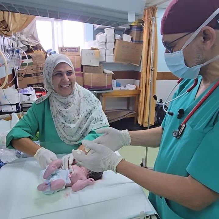 “New life in Gaza 💙” - Dr. Zohair Lahna, from Morocco, part of a medical relief delegation in #Gaza.