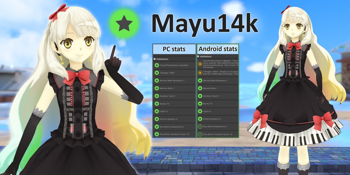 Maebbie's tweet image. I updated my main avatar for vrchat and it is now visible by default on all platforms. (excellent rating - PC & medium - Android). This one and a lower poly Fallback option are available at vrchat.com/home/launch?wo… or at HomeBox