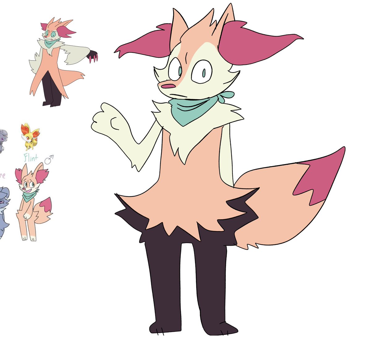 also made this thing where flint's evolution goes fine and evolves into a normal braixen