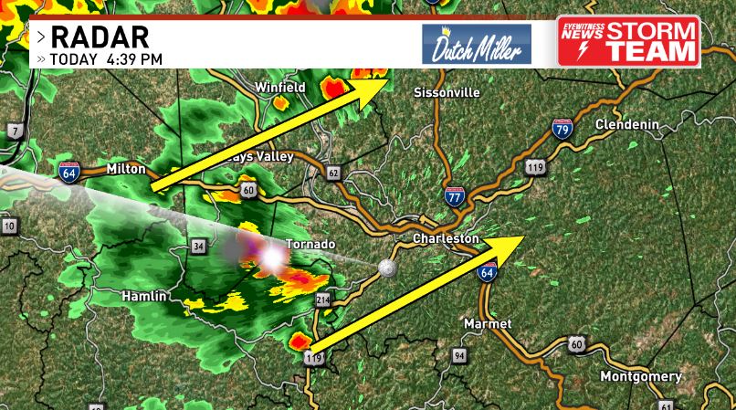 Close call for Charleston but a quick shower seems likely just after 5 p.m. Could be a short rain delay for the Dirty Birds game but this will pass and skies will clear again behind it. Best shower/storm chance will be across the northern/western part of Kanawha Co.