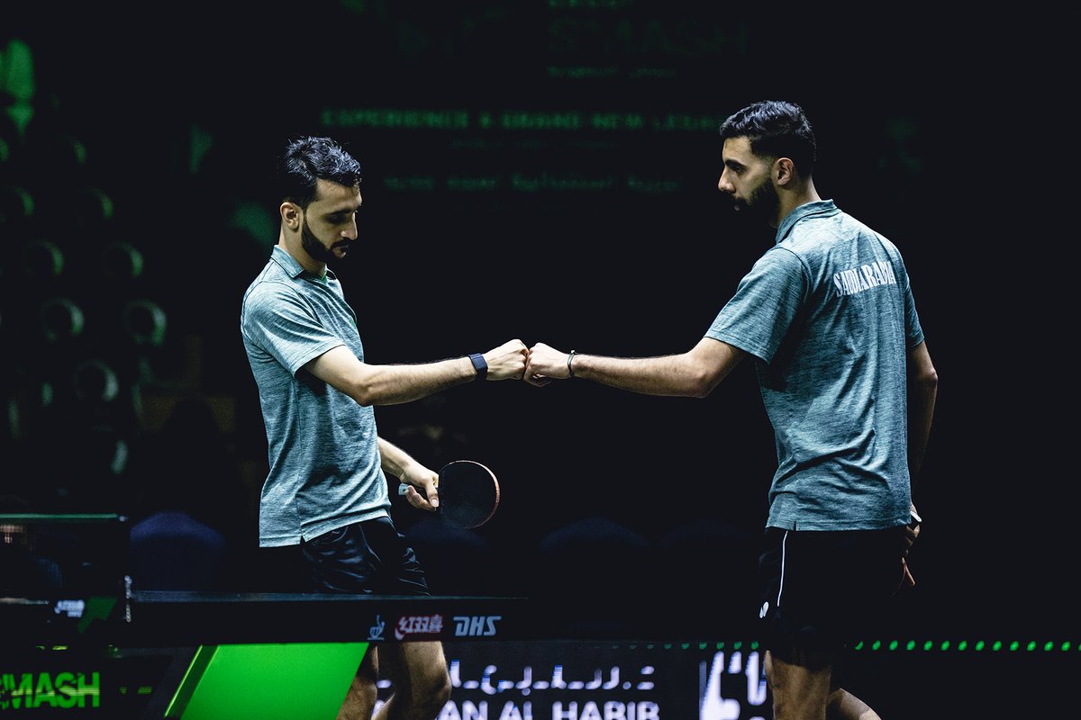 #PHOTOS: The Saudi pair of Ali Alkhadrawi and Abdulaziz Bu Shulyabi made history on Sunday by becoming the first athletes from #SaudiArabia to reach the last 16 of a @WTTGlobal-sanctioned tournament #SaudiSmash @sttf_ksa arab.news/5hra6