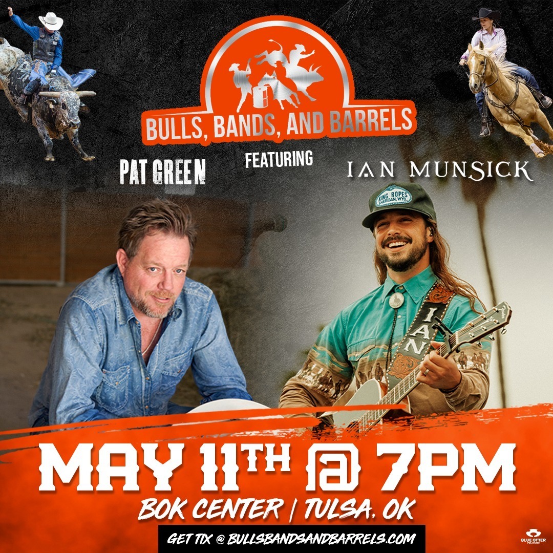 TULSA! @BullBandBarrels featuring @PatGreenMusic & @IanMunsick is THIS WEEKEND! 🤠 This is one that you will NOT want to miss 🔥

5/11 #TulsaOK at @BOKCenter
🎟️ bit.ly/BBBTulsa2024