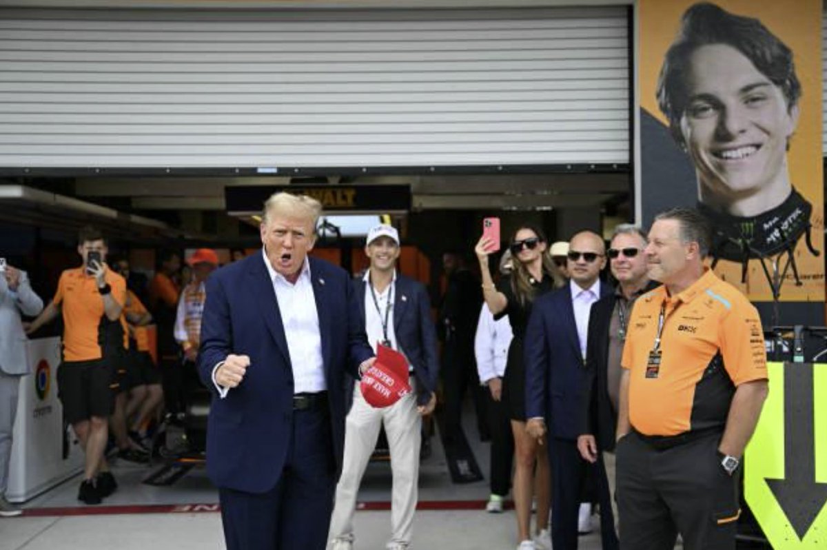 Hey @McLarenF1 How about not hosting pieces of shit at your garage? #Trump #McLaren #F1 #F1Academy Embarrassing!