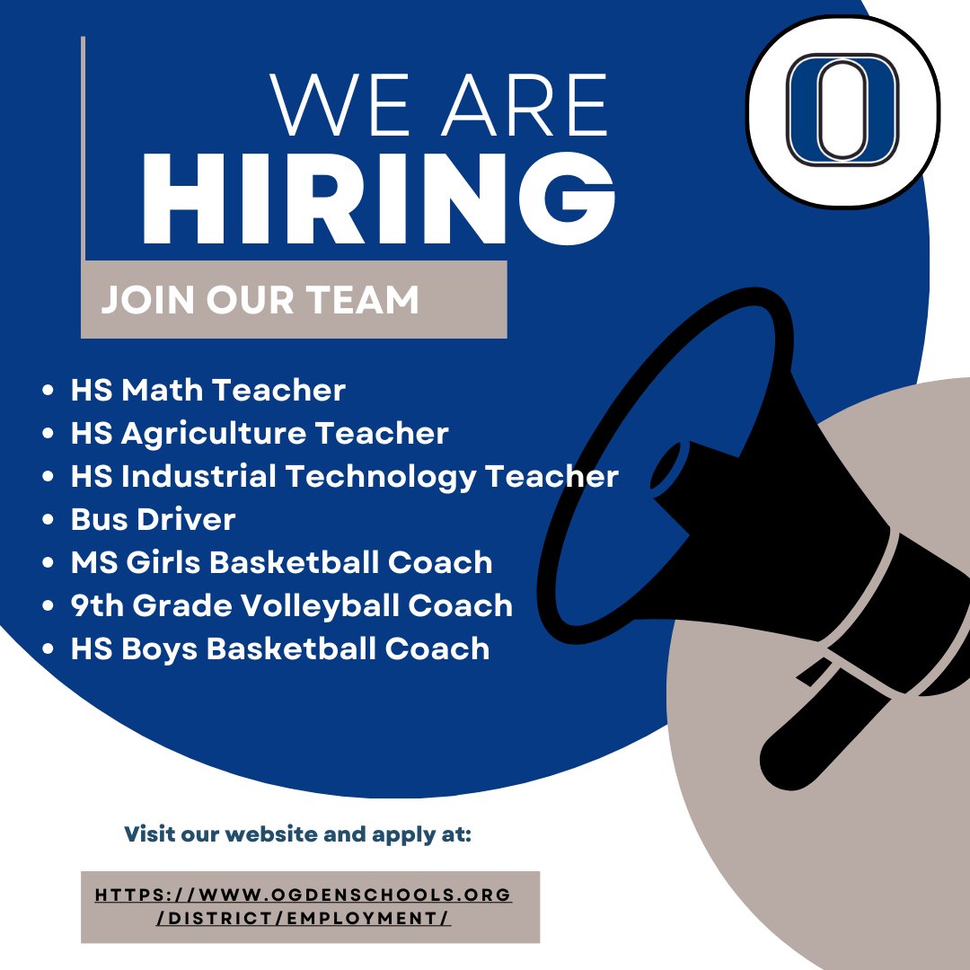 Are you interested in moving closer to the metro and NOT live in the metro? Ogden CSD may be the perfect destination for you!  New job postings will be available soon!