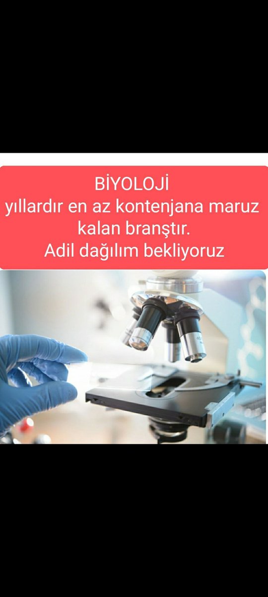 <a href="/Yusuf__Tekin/">Yusuf Tekin</a> Sayın Bakanım,  bize müsteşarken siz değer verdiniz. Geçen sene  45 binde 450 alıma sevinen bölüm olduk.
Oysaki sizin döneminizde 37 binde 1097 yani yüzde 3 oran gördük.Uzayda biyoloji deneylerinin yapıldığı yıllardayız.Adaletinize sığınıyoruz <a href="/RTErdogan/">Recep Tayyip Erdoğan</a>
#BilimİçinBiyolojiye3Bin