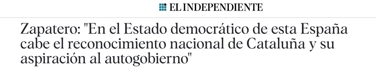 En un día (hoy):

🔴Sánchez confiesa que pretende eludir la mayoría reforzada en el Congreso para elegir al CGPJ

🔴Zapatero habla abiertamente de un 'reconocimiento nacional de Cataluña y su aspiración al autogobierno'

La democracia y la Constitución están en grave peligro