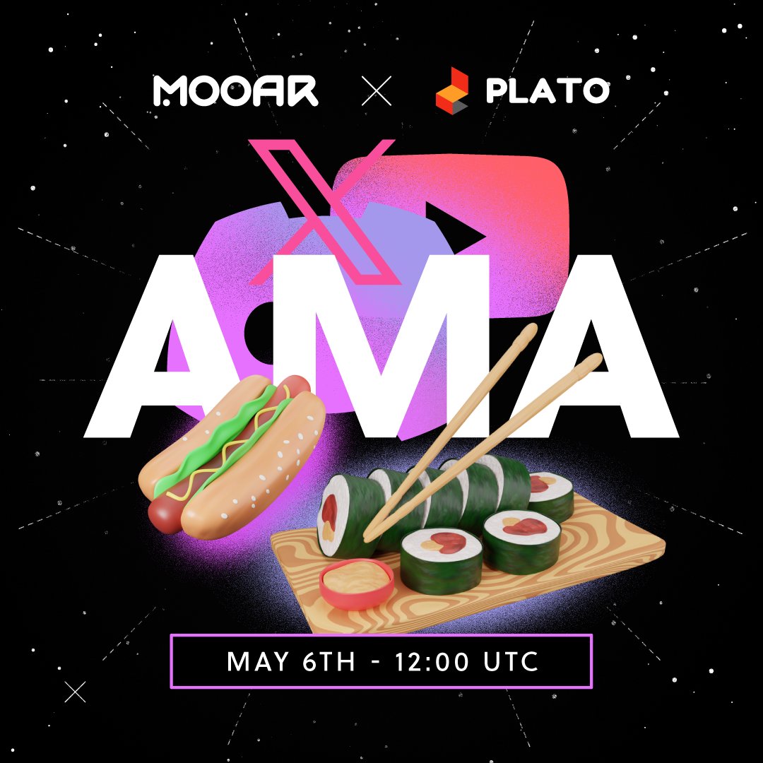 mooarofficial's tweet image. 🚨 #AMA Alert! 🎙️

Join our AMA with @Plato2Earn to learn all you need to know about this #Eat2Earn project!

📅 Monday, May 6th, @ 12:00 PM UTC
📌  

💰 We have 200 GMT up for grabs!

All you need to do is: 
1️⃣ Follow @mooarofficial &amp;amp; @Plato2Earn
2️⃣ 💖 &amp;amp;