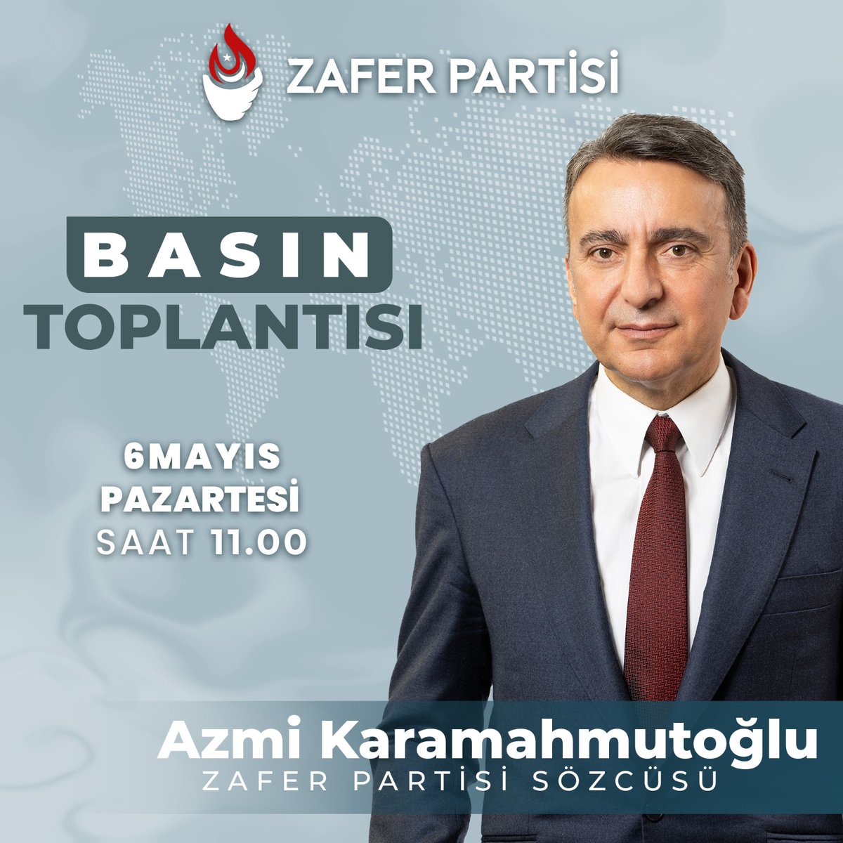 6 Mayıs Pazartesi saat 11.00'de Zafer Partisi Genel Merkezi'nde