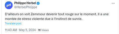 L'instinct de survie face à un oeuf expliquerait, selon ce monsieur, l'attitude de psychopathe du truc après avoir frappé une femme qui - elle - ne pouvait se défendre, et après avoir été retenu par ses propres gars.