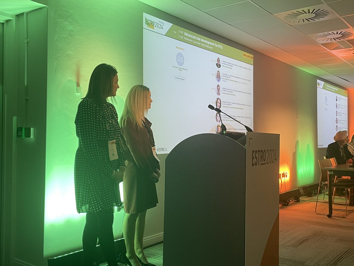 Last RTT session of the day at #ESTRO2024 ! Great presentation from Donna Caldwell and Chloe Wilkinson. Demonstrating the value of Clinical Trials Radiographer roles to increase patient access to clinical trials. @TrialRt @aileen_duffton @ProfAJChalmers @Beatson_Charity