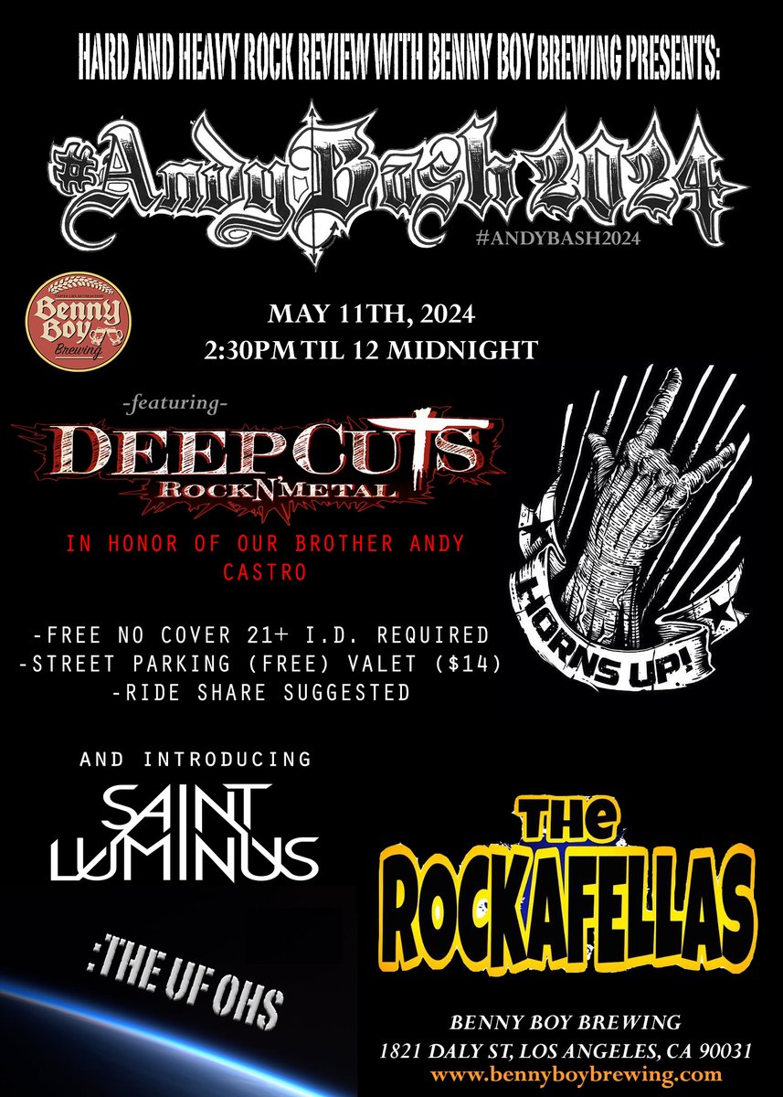 #Marsphotoz #andybash2024 #metal #lincolnheights
Updated flyer for May 11th show. AndyBash 2024. Included Saint Luminus to the line up. @Saint_Luminus