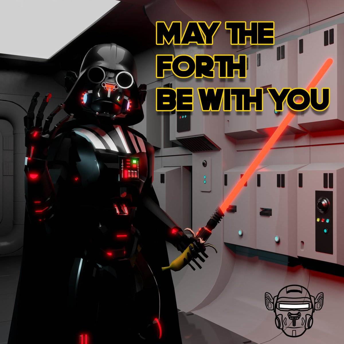6 days left to grab this VaderBot-Ape from the @Nifty_Island marketplace! This #MetaBotApe was built in celebration of #Maythe4thBeWithYou. I know I spelled Fourth wrong. I'll fix that🤣🤣. Join the #DarkSide #NFTGaming #NiftyGang #NFT #NFTs #3DCreator