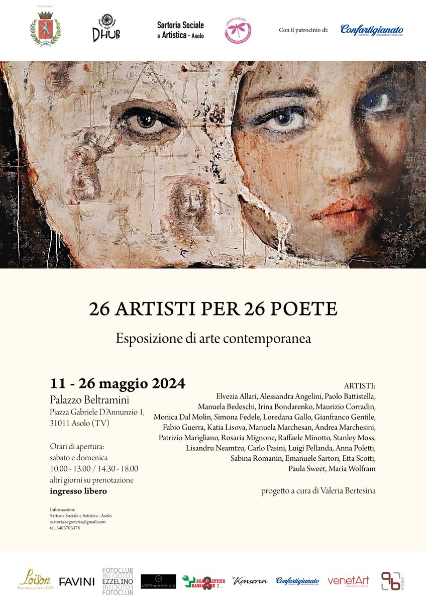 InfoAngelini's tweet photo. 26 ARTISTI PER 26 POETE | Palazzo Beltramini | Asolo | 11 maggio (26 ARTISTI PER 26 POETE | Palazzo Beltramini | Asolo | 11 maggio https://t.co/oZBycpPNaW